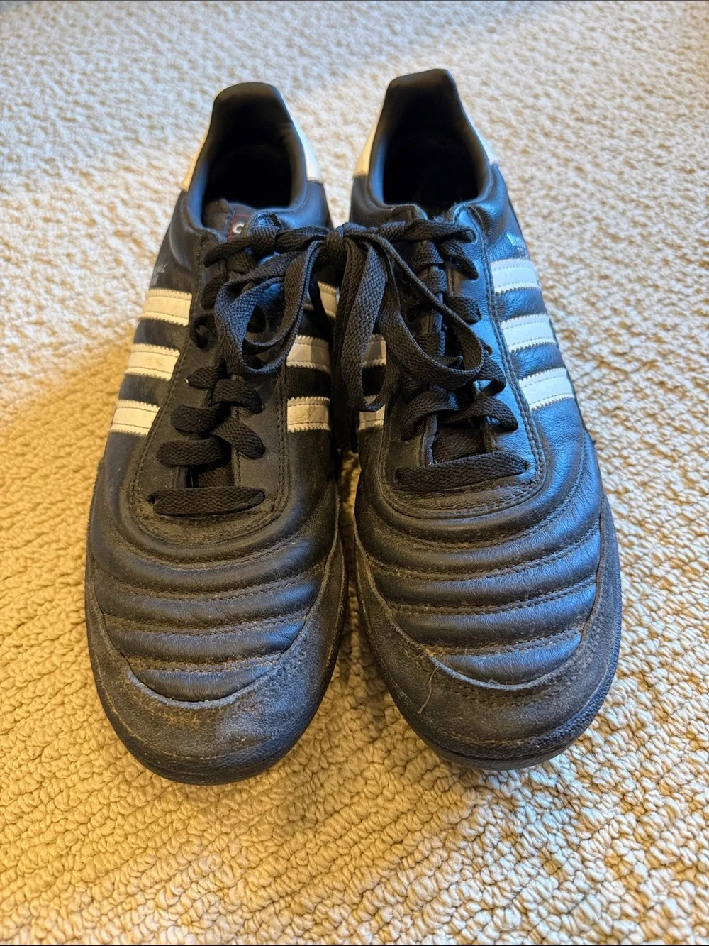 adidas Black turf shoes with White Three Stripes
